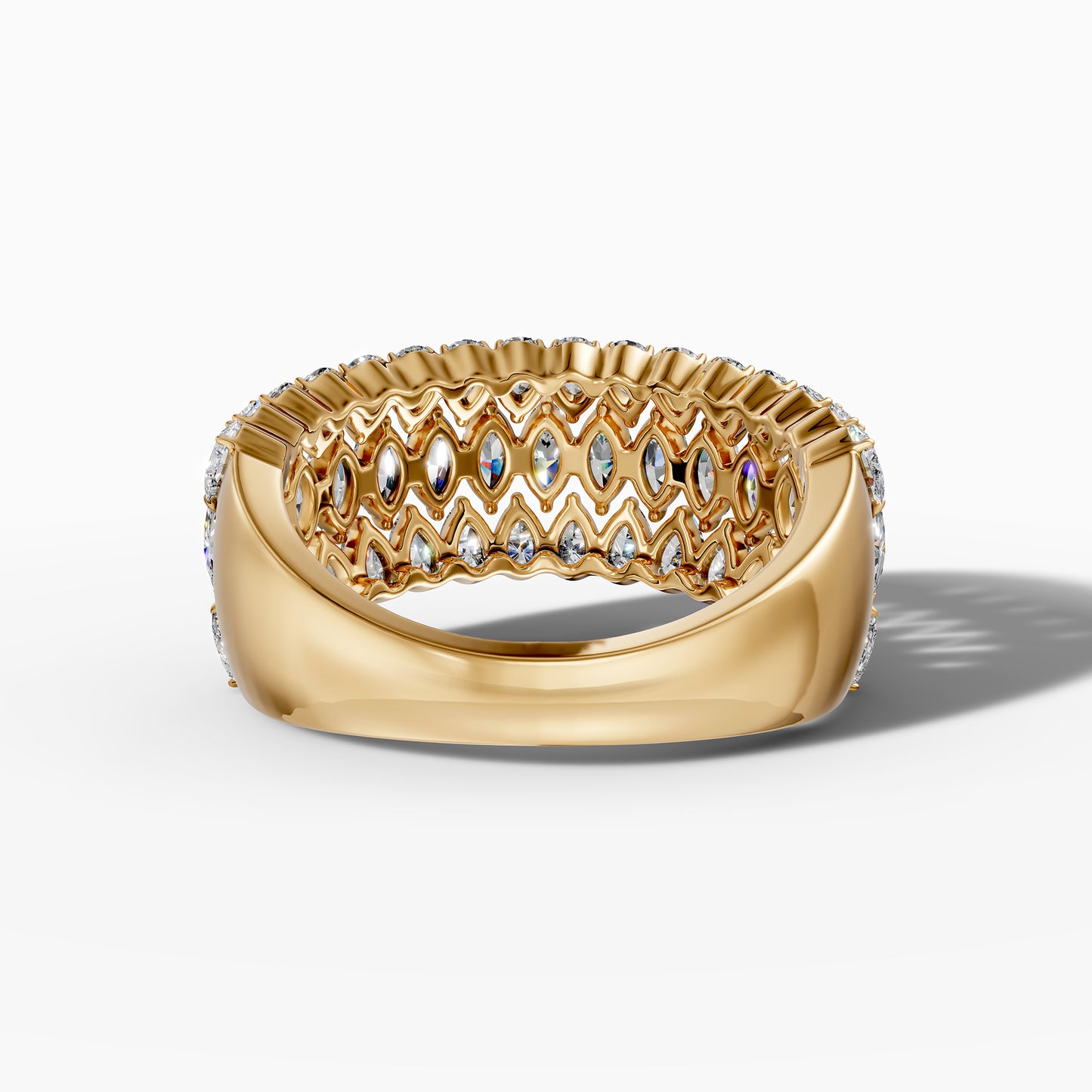 14K Yellow Gold Multi-Row Marquise and Pear Diamond Statement Ring