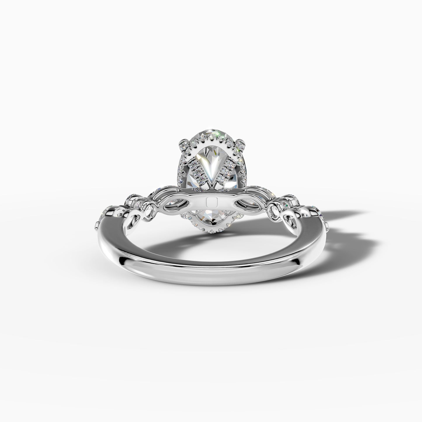 14K White Gold Oval Lab-Grown Diamond Engagement Ring with Side Stones (3.95CT)