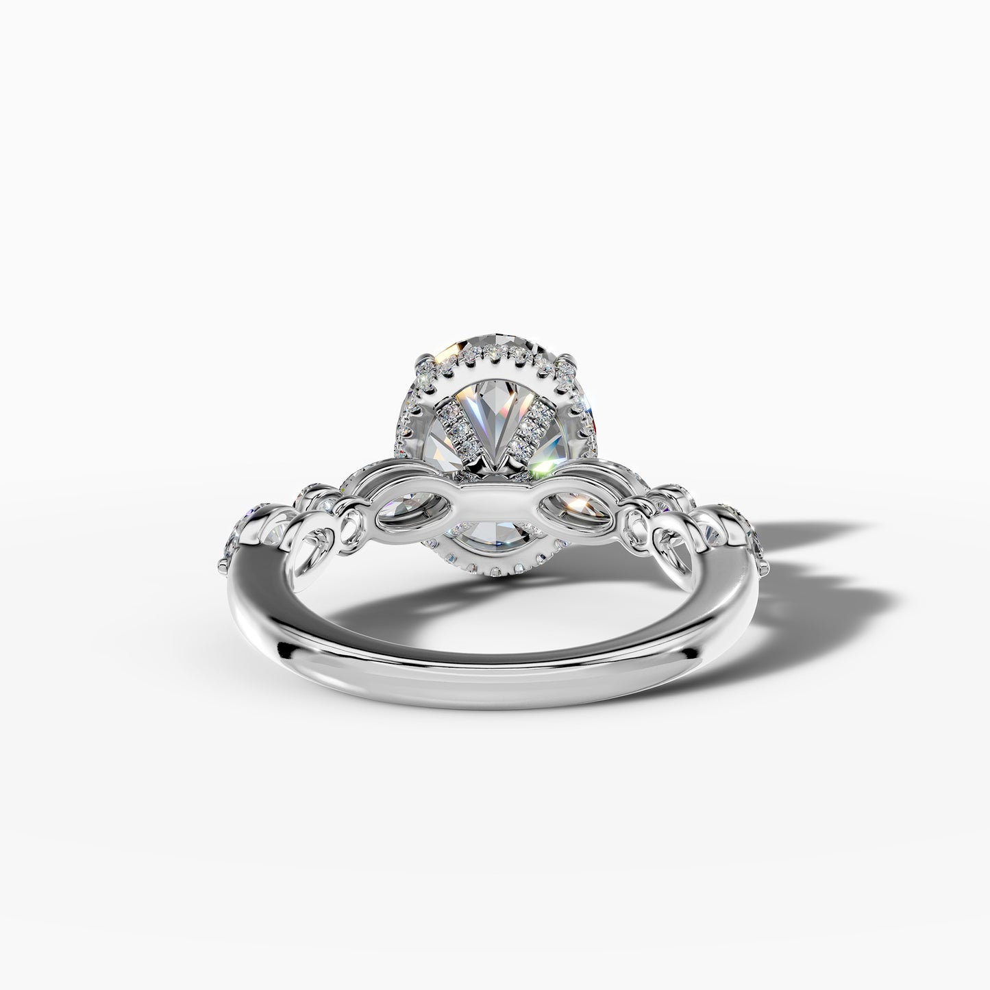 14K White Gold Oval Lab-Grown Diamond Engagement Ring with Side Stones(2.23ct)