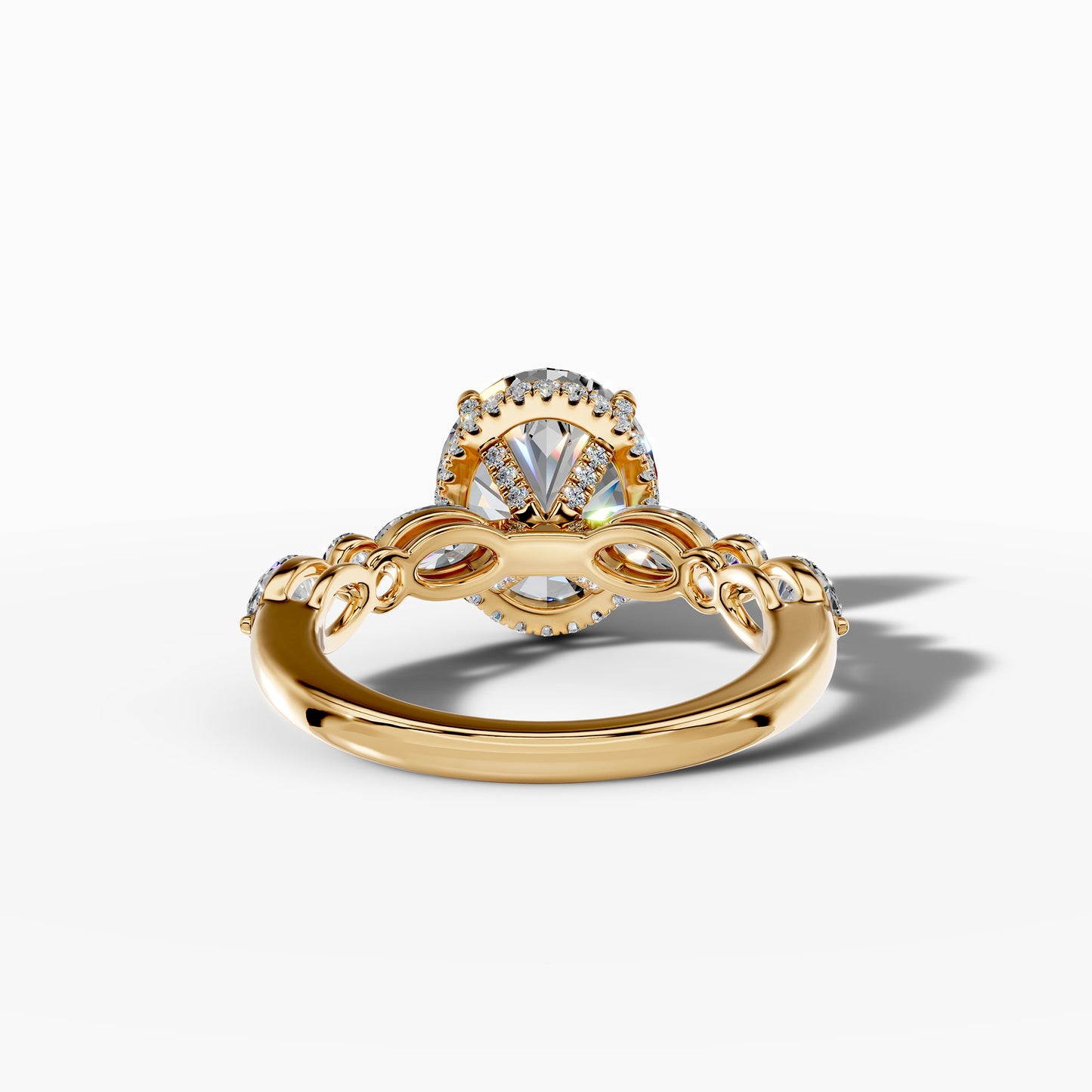14K Yellow Gold Oval Lab-Grown Diamond Engagement Ring with Side Stones(2.23ct)