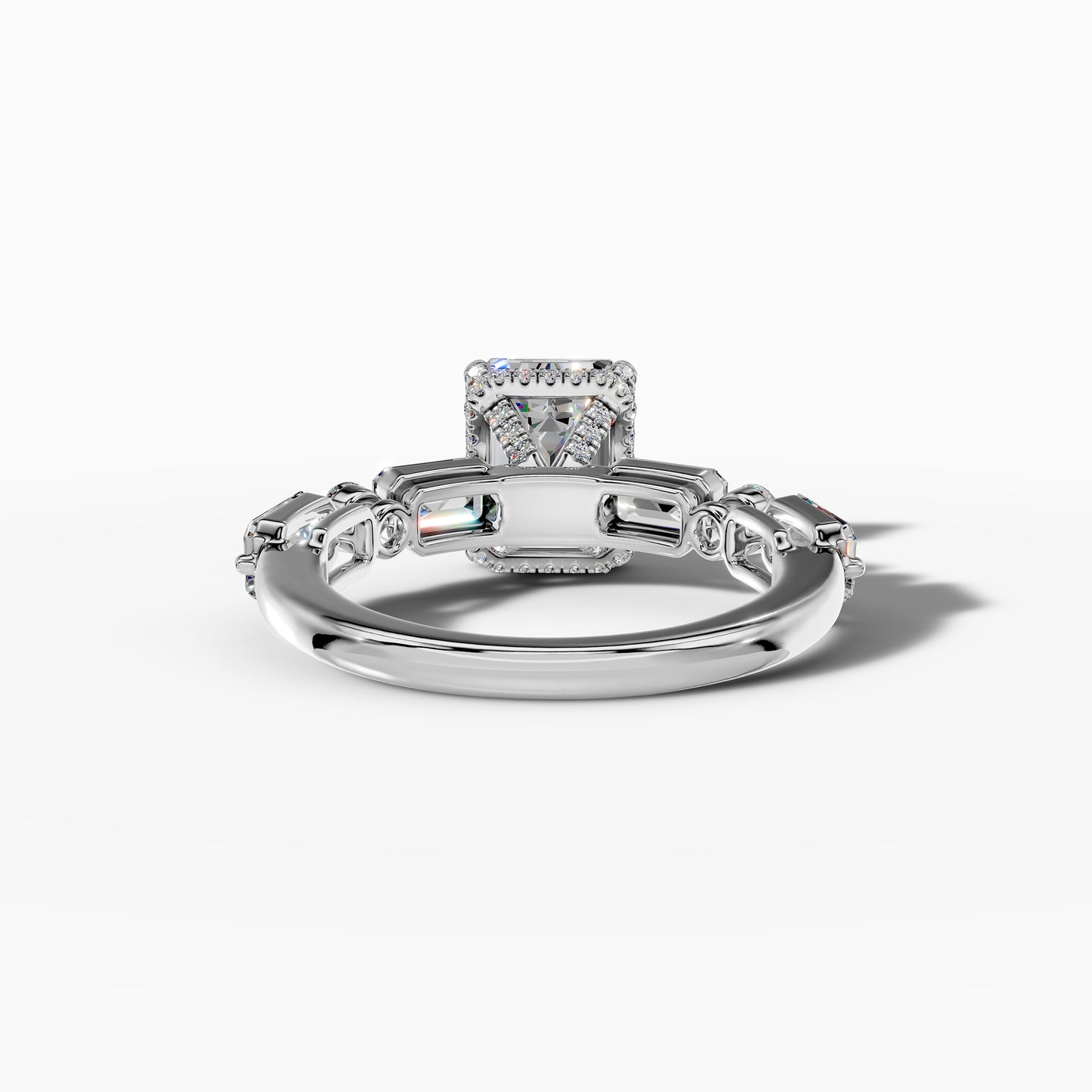 14K White Gold Emerald Cut Diamond Engagement Ring(5.44)