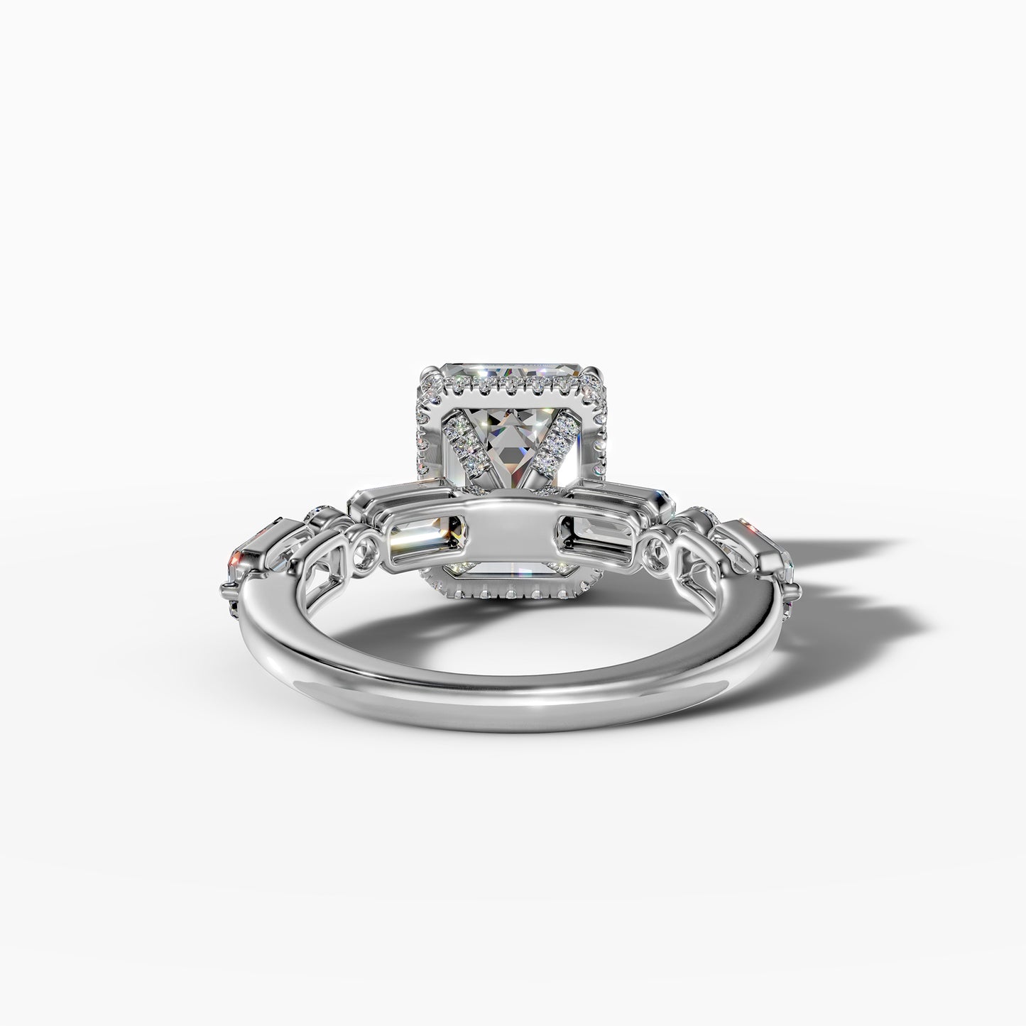 14K White Gold Emerald Cut Diamond Engagement Ring(6.10CT)