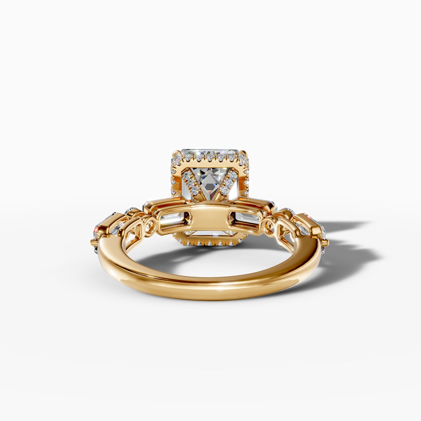 14K Yellow Gold Emerald Cut Diamond Engagement Ring(5.98CT)