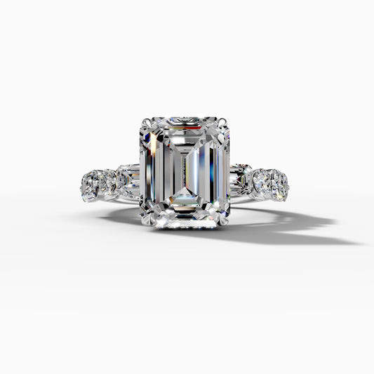 14K White Gold Emerald Cut Diamond Engagement Ring(6.10CT)