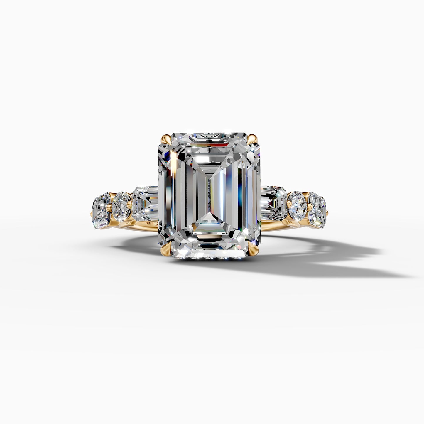 14K Yellow Gold Emerald Cut Diamond Engagement Ring(5.98CT)