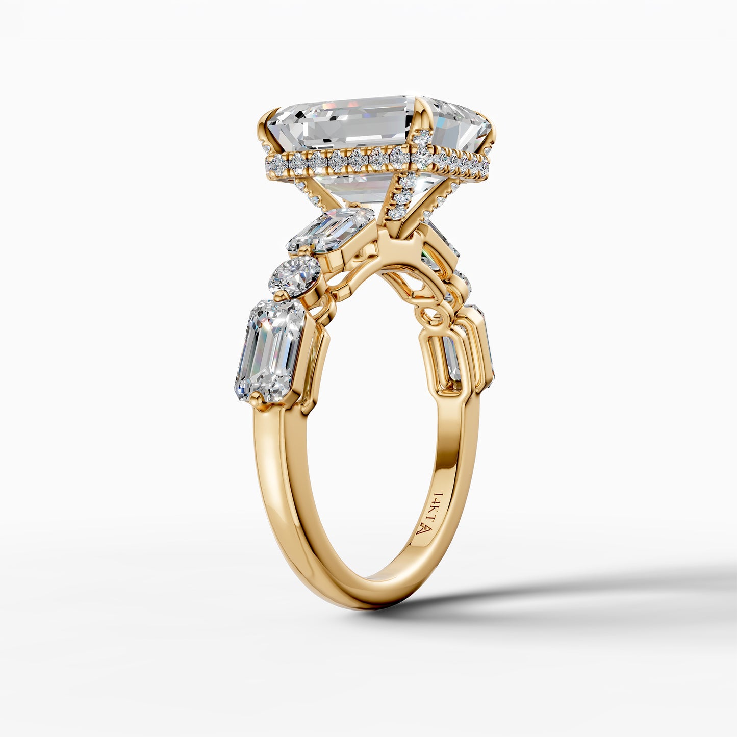 14K Yellow Gold Emerald Cut Diamond Engagement Ring(5.98CT)