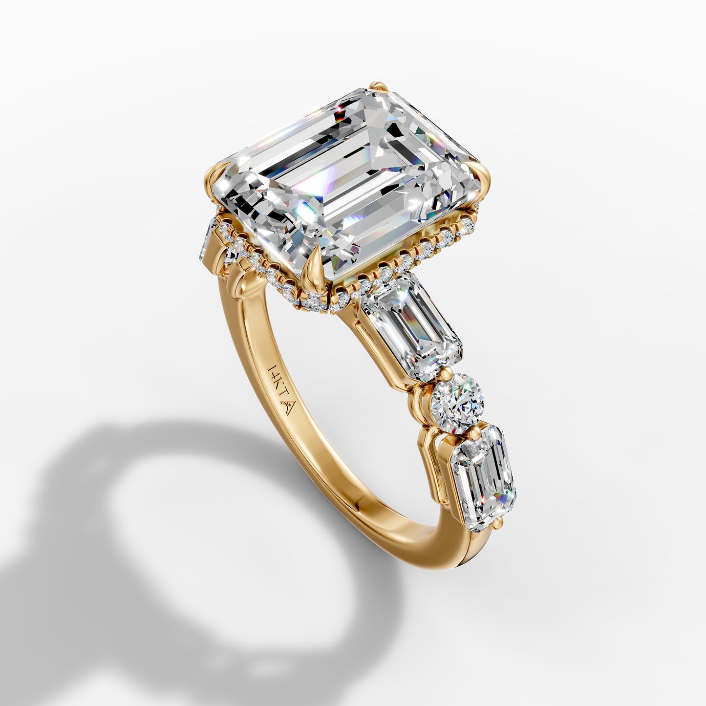 14K Yellow Gold Emerald Cut Diamond Engagement Ring(5.98CT)
