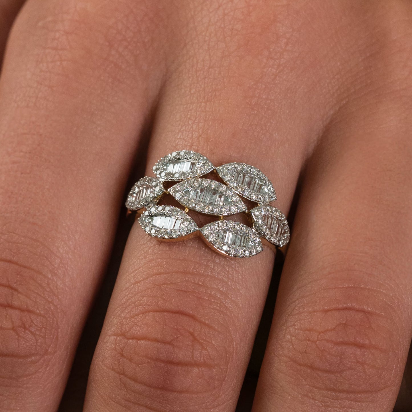 14K Yellow Gold Natural Diamonds Marquise Ring